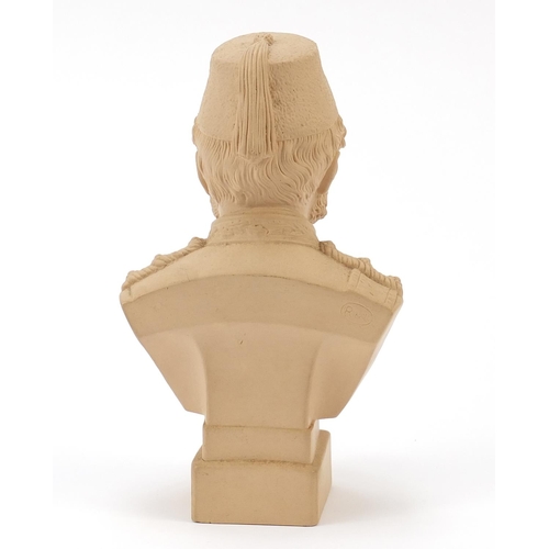 777 - Military interest pottery bust of General Gordon impressed R and L to the reverse, 20.5cm high