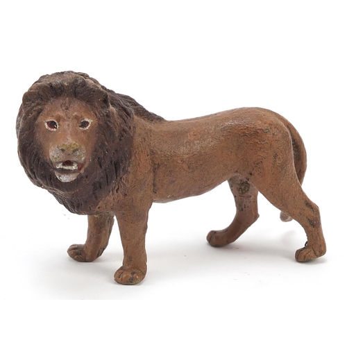 155 - Cold painted bronze lion in the style of Franz Xaver Bergmann, 9cm in length