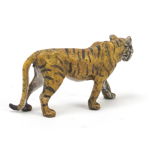 156 - Cold painted bronze tiger in the style of Franz Xaver Bergmann, 10.5cm in length