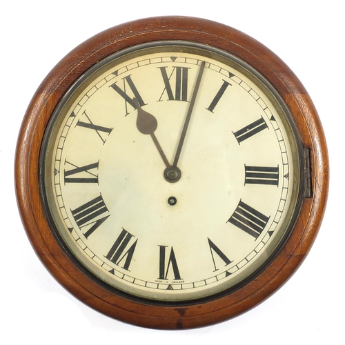 1924 - Victorian mahogany fusée wall clock with Roman numerals, 37cm in diameter