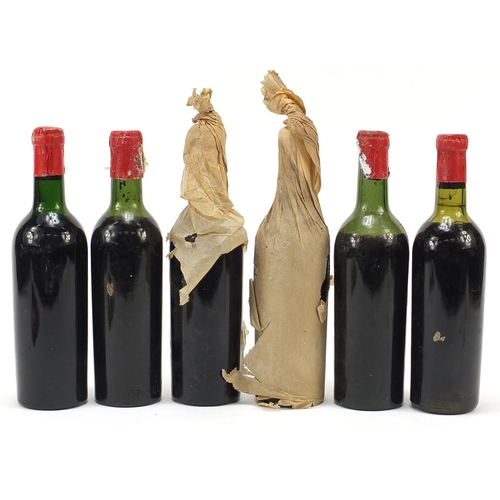 504 - Six 37.5cl bottles of 1953 Bouchard Pere & Fils Chateau Brane-Cantenac red wine