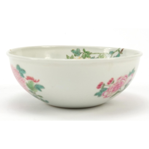 31 - Good Chinese porcelain bowl finely hand painted with blossoming flowers, six figure character marks ... 