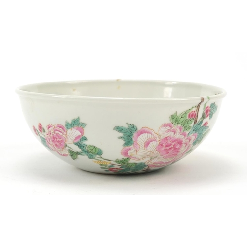 31 - Good Chinese porcelain bowl finely hand painted with blossoming flowers, six figure character marks ... 