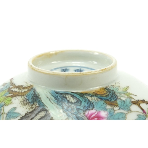 568 - Chinese porcelain bowl finely hand painted in the famille rose palette with blossoming flowers and c... 