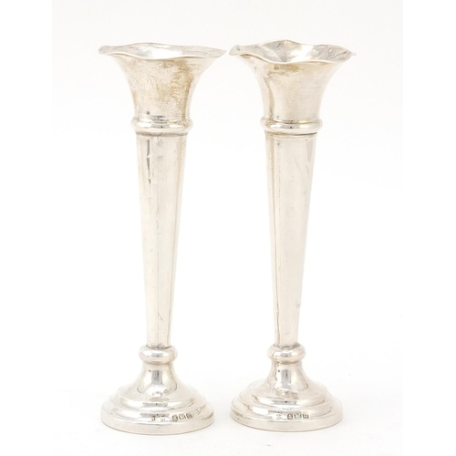 290 - Boots Pure Drug Company, pair of George V silver bud vases of tapering form, Birmingham 1911, 12.5cm... 