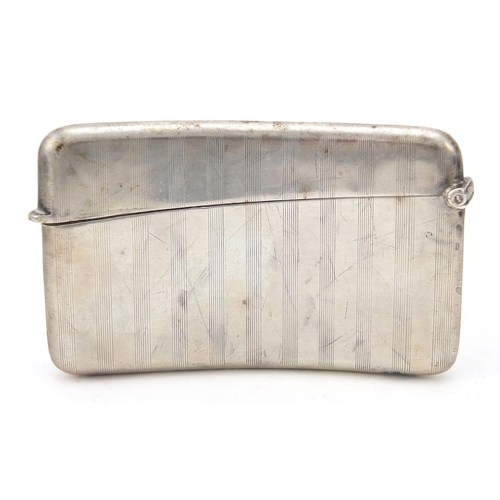 132 - Joseph Gloster Ltd, George V silver card case with engine turned decoration, 8.5cm wide, 53.0g