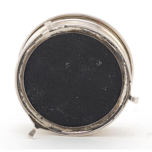 134 - Adie Brothers Ltd, circular silver jewel box, the hinged lid with engine turned decoration, raised o... 