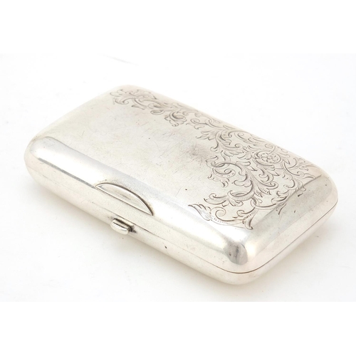 282 - Large rectangular silver cigarette case with gilt interior, impressed Russian marks to the interior,... 