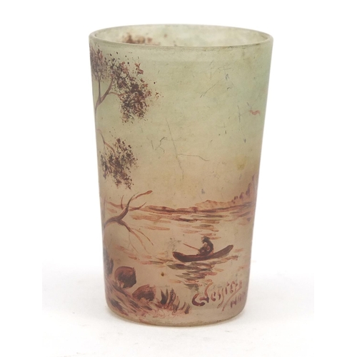 305 - Charles Vessiere Nancy, early 20th century French cameo glass liqueur glass decorated with a landsca... 