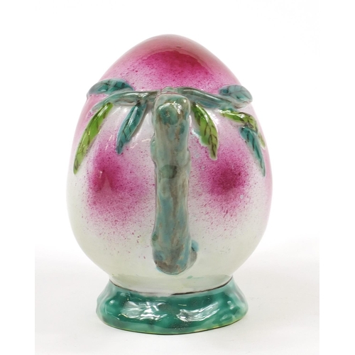 956 - Chinese porcelain naturalistic teapot in the form of a peach, 17.5cm in length