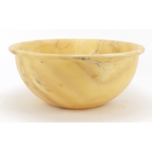 1922 - Large Egyptian carved alabaster bowl, Old Kingdom, 3rd-6th Dynasty, circa 2686-2160, 35cm diameter (... 