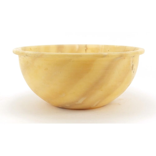 1922 - Large Egyptian carved alabaster bowl, Old Kingdom, 3rd-6th Dynasty, circa 2686-2160, 35cm diameter (... 