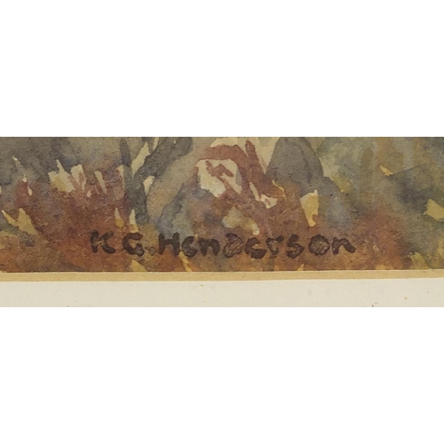 591 - Katherine G Henderson - Wetherlam from Lingmoor Fell, signed watercolour, inscribed label verso, mou... 