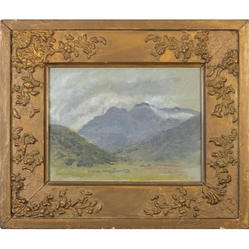 953 - Faulkner Blackmore '08- Mountain landscape, early 20th century watercolour, framed, 30cm x 22cm excl... 