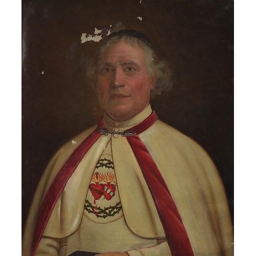 142 - Head and shoulders portrait of a Pope, 19th century oil on canvas, framed, 63cm x 53cm excluding the... 