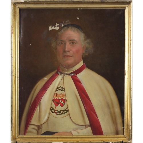 142 - Head and shoulders portrait of a Pope, 19th century oil on canvas, framed, 63cm x 53cm excluding the... 
