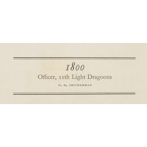 1157 - Soldiers in uniform, 11th Light Dragoons and two others, three military interest prints, mounted, fr... 