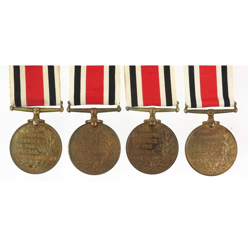 527 - Four George VI Special Constabulary Service medals awarded to JOHN AMSDEN, HENRY B WITTS, CHARLES SH... 