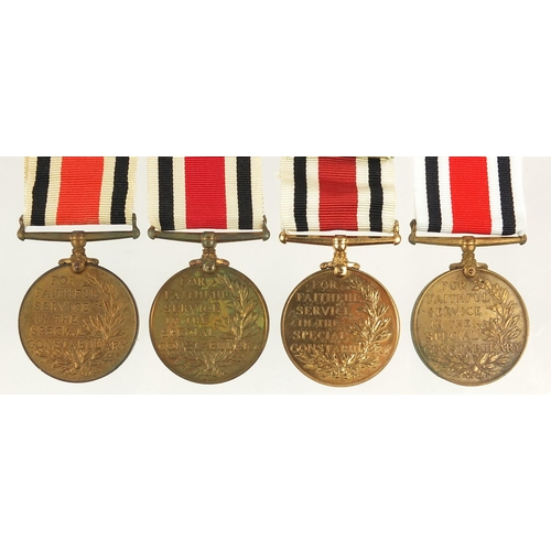 810 - Four George VI Special Constabulary Service medals awarded to EDGAR J ALBISTON, CHARLES E HELLOWELL,... 