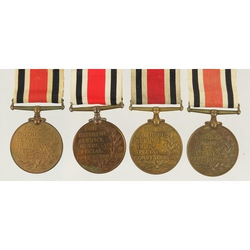 806A - Four George VI Special Constabulary Service medals awarded to GRIFFITH V JONES, JOHN LANE, WILLIAM D... 