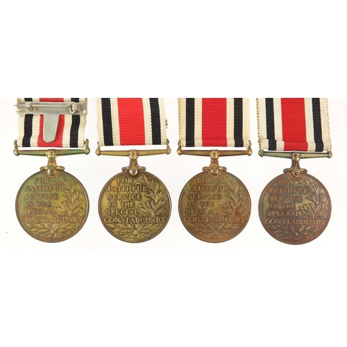 624 - Four George VI Special Constabulary Service medals awarded to ARTHUR R JOHNSON, ERNEST POWELL, CHARL... 