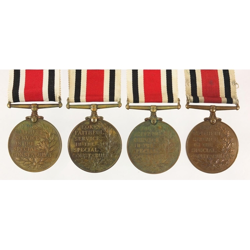 531 - Four George V Special Constabulary Service medals, one with Long Service 1940 bar awarded to THOMAS ... 