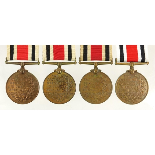 803 - Four George V Special Constabulary Service medals awarded to SIDNEY F WEBB, WARD HOLMES, JOHN O CLOV... 