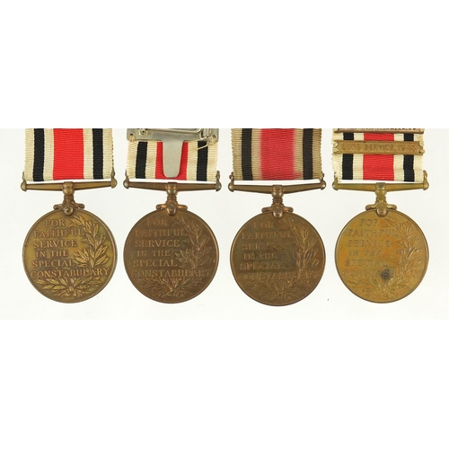 809 - Four George V Special Constabulary Service medals, one with Long Service 1940 and Long Service 1943 ... 