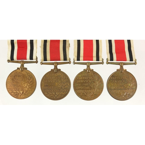 799 - Four George V Special Constabulary Service medals awarded to JOHN CONNOR, SERGT JAMES M ALLAN, JOHN ... 