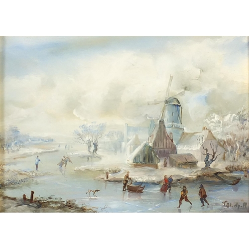 70 - Landscapes including Dutch landscapes with windmills and figures on horseback before woodlands, four... 