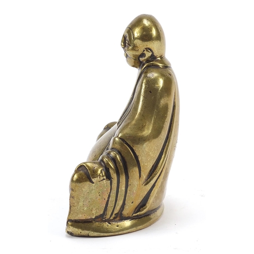 667 - Chinese patinated bronze figure of Buddha, 13cm high