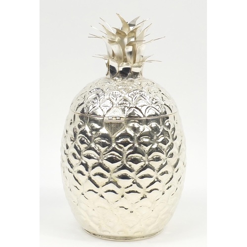 517 - Art Deco design silver plated ice bucket in the form of a pineapple, 34cm high