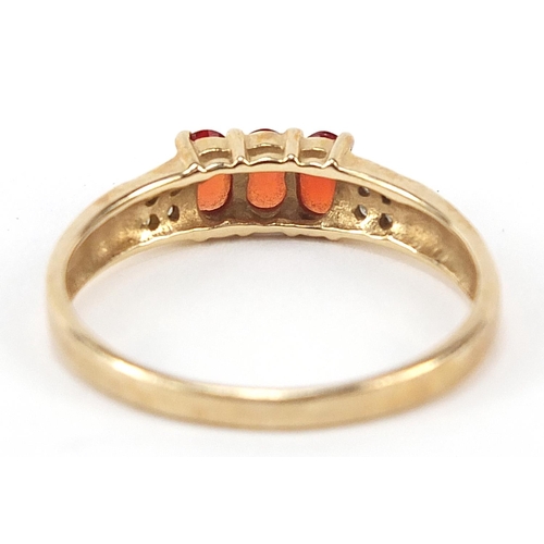 1193 - 9ct gold Mexican fire opal and diamond ring, size U, 2.5g