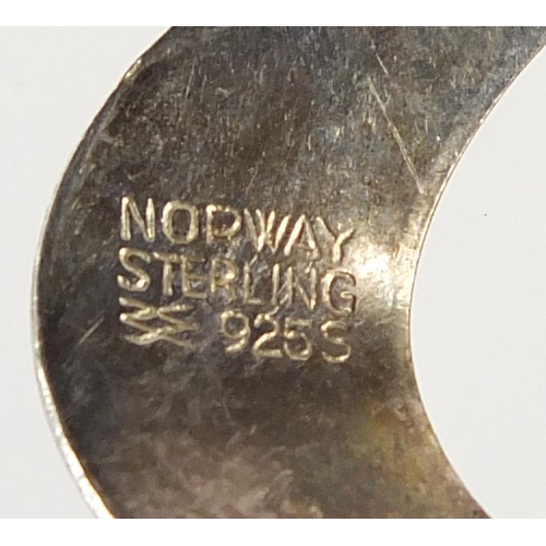 46 - Aksel Holmsen, Norwegian 925S sterling silver and enamel onion pendant, 5cm high, 8.7g