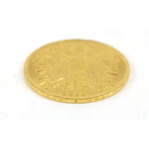 158 - Austrian 1912 gold ten corona, 3.4g - this lot is sold without buyer’s premium, the hammer price is ... 