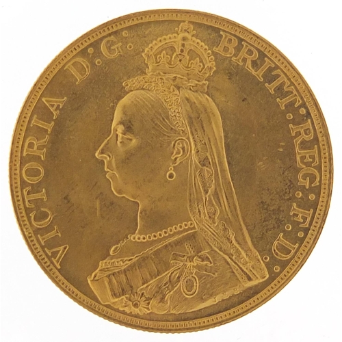 160 - Queen Victoria Jubilee Head 1887 gold five pound coin, 39.9g - this lot is sold without buyer’s prem... 