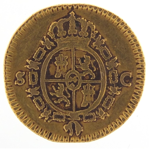 166 - Spanish Carlos III 1788 gold half escudo, 1.6g  - this lot is sold without buyer’s premium, the hamm... 