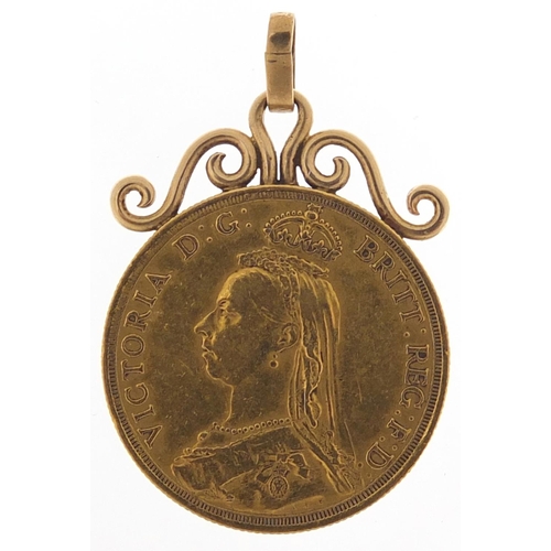 190 - Queen Victoria Jubilee Head 1887 gold double sovereign with pendant mount, 17.9g - this lot is sold ... 