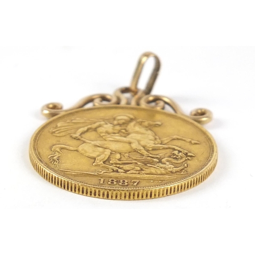 190 - Queen Victoria Jubilee Head 1887 gold double sovereign with pendant mount, 17.9g - this lot is sold ... 