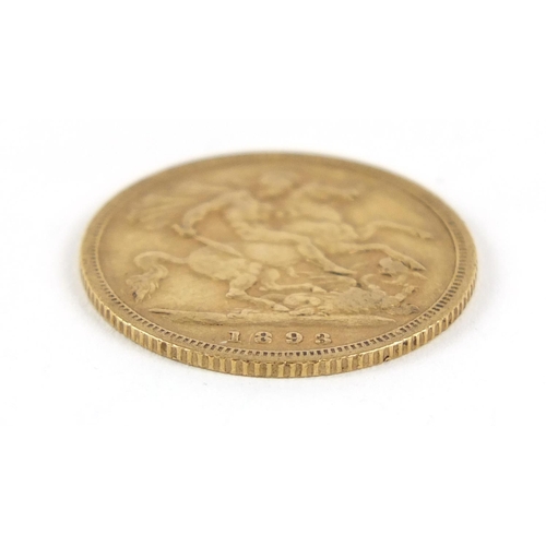 202 - Queen Victoria 1893 gold half sovereign - this lot is sold without buyer’s premium, the hammer price... 