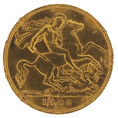 215 - Edward VII 1908 gold half sovereign - this lot is sold without buyer’s premium, the hammer price is ... 