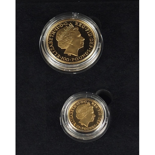 220 - United Kingdom 2010 Britannia four coin gold proof set with box and certificate numbered 1015, compr... 