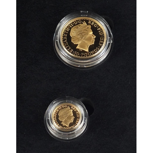 220 - United Kingdom 2010 Britannia four coin gold proof set with box and certificate numbered 1015, compr... 