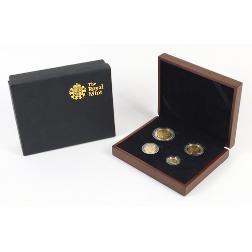 220 - United Kingdom 2010 Britannia four coin gold proof set with box and certificate numbered 1015, compr... 