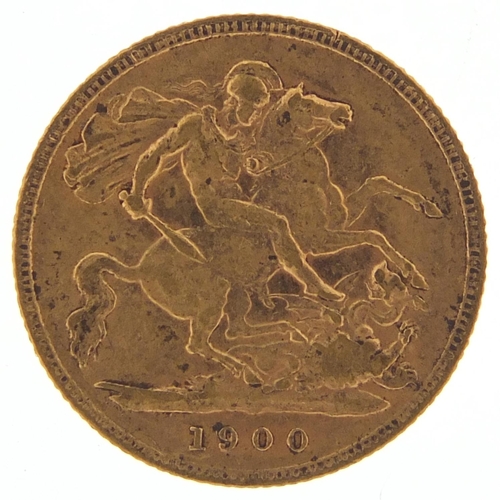 222 - Queen Victoria 1900 gold half sovereign - this lot is sold without buyer’s premium, the hammer price... 