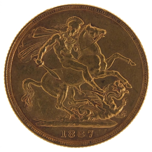 225 - Queen Victoria Jubilee Head 1887 gold sovereign - this lot is sold without buyer’s premium, the hamm... 