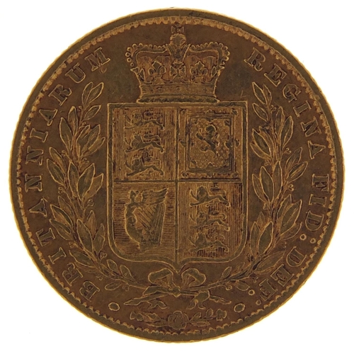 229 - Victoria Young Head 1862 shield back gold sovereign - this lot is sold without buyer’s premium, the ... 