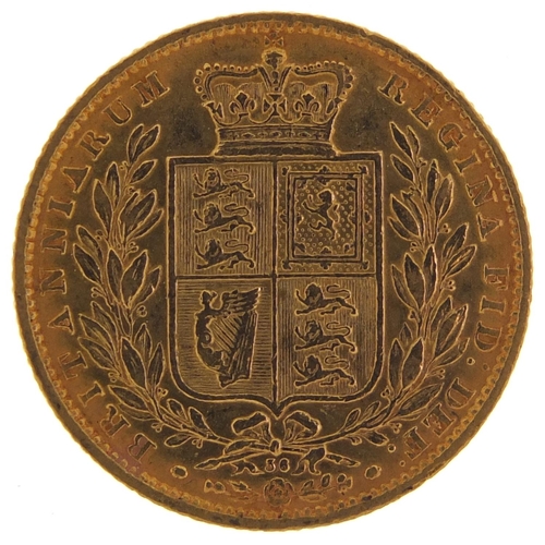 231 - Victoria Young Head 1869 shield back gold sovereign - this lot is sold without buyer’s premium, the ... 