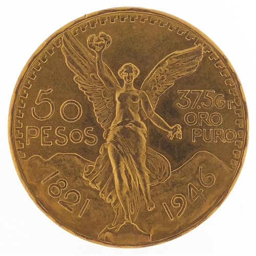 237 - Mexican 1946 gold fifty pesos, 41.6g - this lot is sold without buyer’s premium, the hammer price is... 