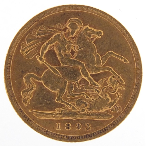 242 - Queen Victoria 1893 gold half sovereign with fitted case - this lot is sold without buyer’s premium,... 